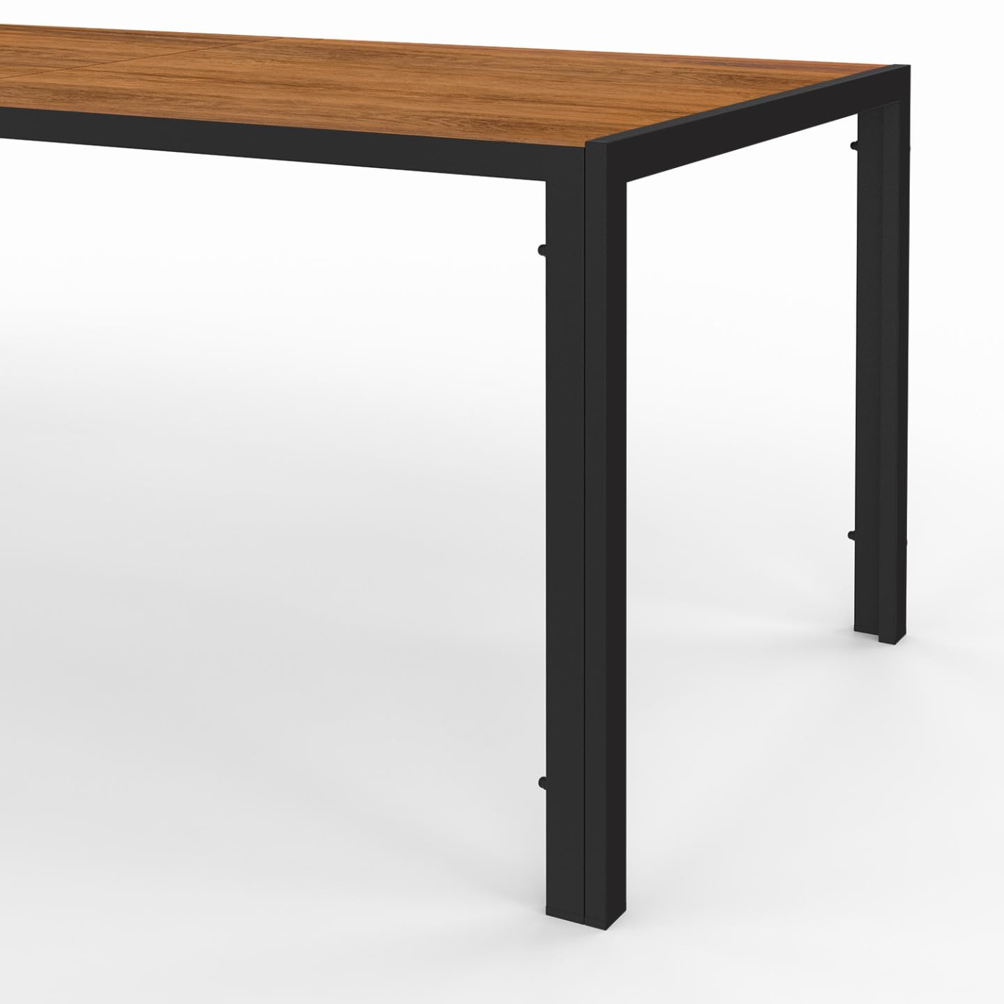 IDMarket - Salon de Jardin NOUMEA Table 190 cm Plateau Verre trempé Effet Bois et 8 chaises empilables Noir et Bois