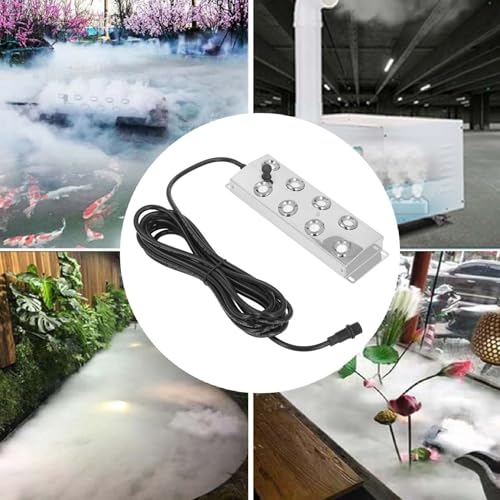 Ultrasonic Mist Maker Fogger 8 Heads 4.5L per Hour, Water Proof 5m 16.4Ft Mist Maker Fogger for Pond Garden Lawn Greenhouse Holiday Vegetable Preservation,Landscape by Generic - Image 6