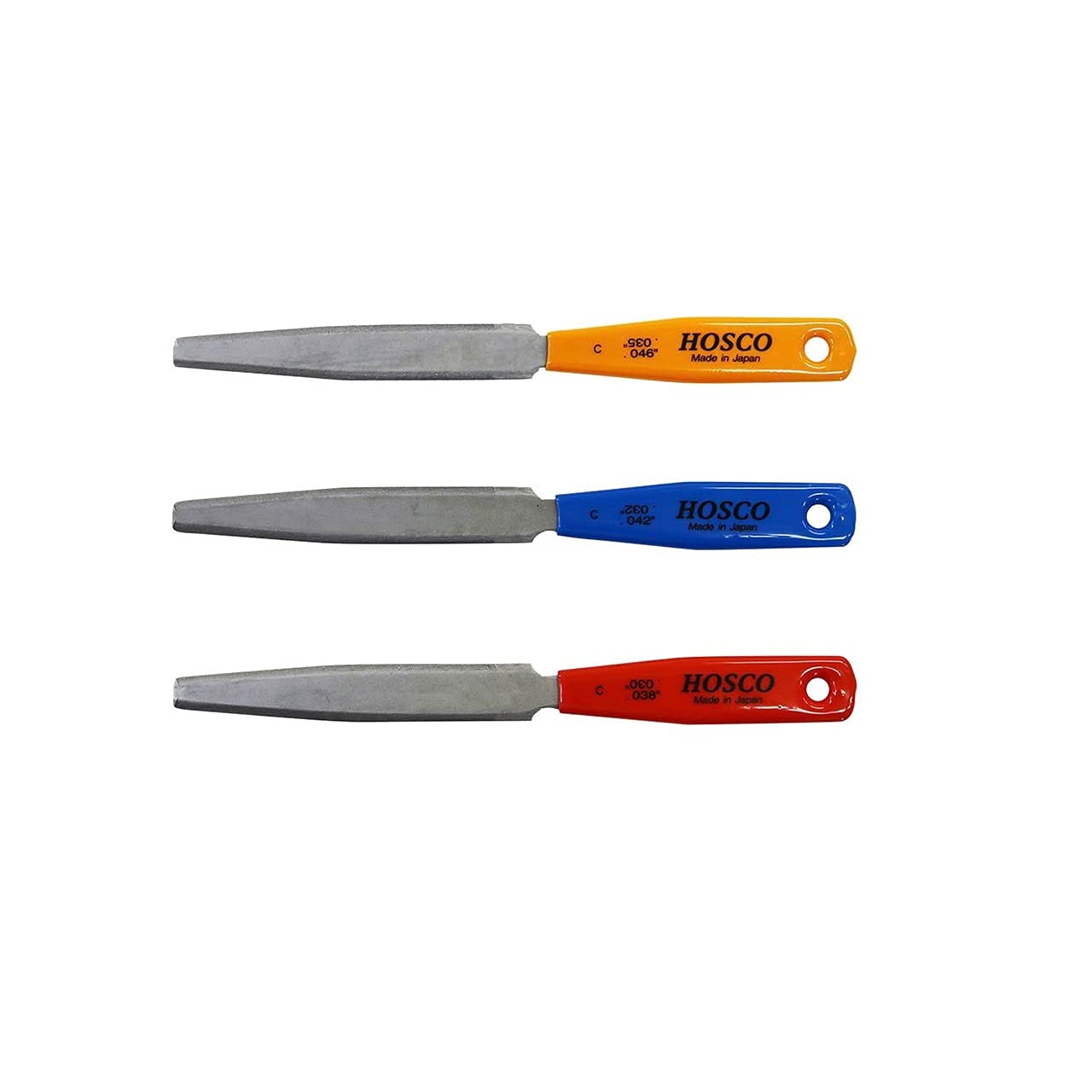 Zoundhouse Hosco H-TL-NF3C Japan Sattelfeilen 3er Satz Klassik-Gitarre Rot, Blau, Gelb 180er Nagelfeile