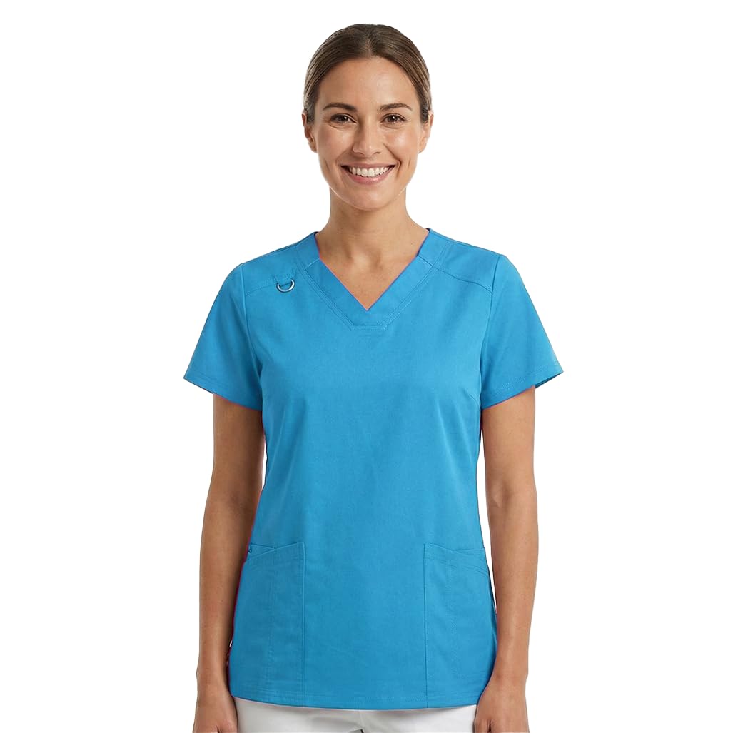 B-well ANGELICA Casaca de enfermería para mujer, túnica médica con cuello en V, bolsillos funcionales, transpirable y fácil de limpiar, ropa de trabajo para clínica y práctica — view 9