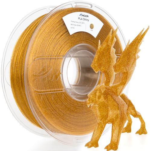 Image of AMOLEN PLA 3D Printer Filament 1.75mm Shiny Gold with Sparkles and Glitters Pla Dimensional Accuracy + /- 0.02mm 1KG /2.2lbs