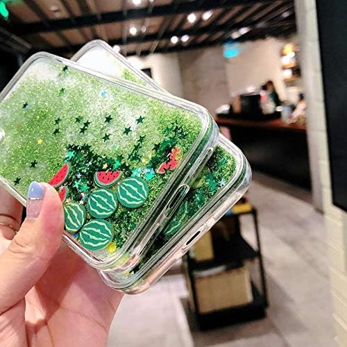 Miniatura 5 de LUVI Funda líquida para iPhone XR, diseño divertido de arenas movedizas de color verde brillante que fluye con purpurina en movimiento con