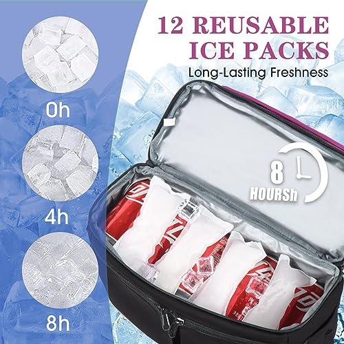 Image of Scothen Backpack Cooler with Double Decker & 12 Ice Packs- Keeps 36 Cans Cold for Up to 24 Hours- Waterproof & Leak Proof Insulated Cooler Backpack- Stylish Cooler Bookbag for Women Travel Work Beach