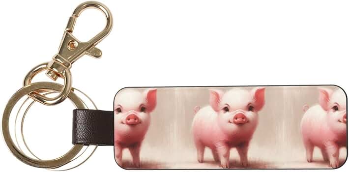 Augenstern Pc Leather Keychain Cute-Little-Piggy Novelty Key