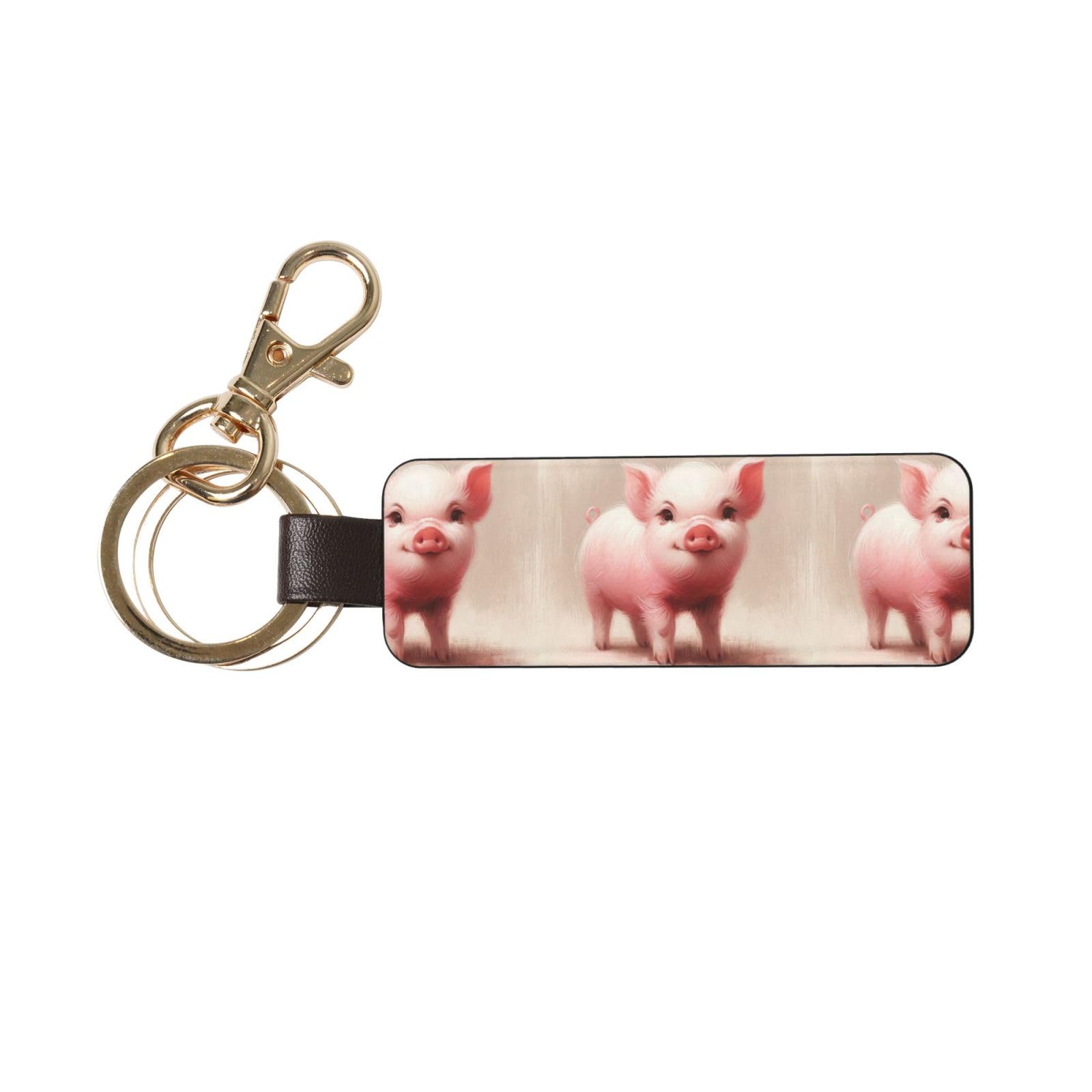 Augenstern Pc Leather Keychain Cute-Little-Piggy Novelty Key
