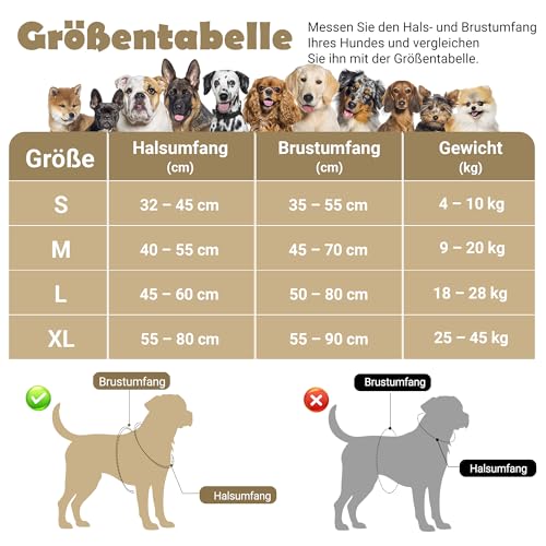 Funfox Hundegeschirr Mittelgroße Hunde [L] - Verstellbares Anti-Zug Brustgeschirr mit Griff & Reflektorstreifen, Atmungsaktives No Pull Hundegeschirr für Grosse/Kleine Hunde Outdoor Tarnbraun