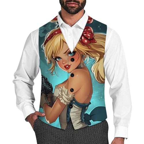 Pinup-Women Men's Suit Vests Business Formal Dress Vest V-Neck Waistcoat for Wedding Casual