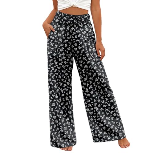 Pantalon palazzo femme confortable à jambes larges et poches