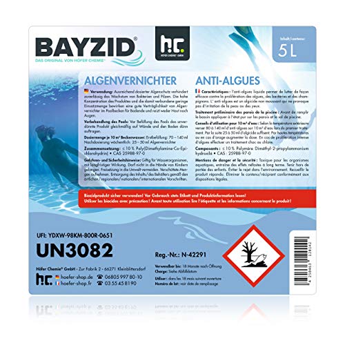 5 L BAYZID® Pool Algizid Algenverhütung - Präventives Anti Algenmittel für Schwimmbad & Pool - gegen Algen – Bild 7