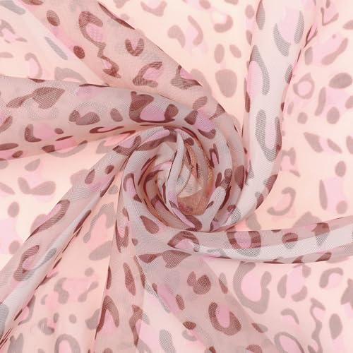 Women's Leopard Printed Chiffon Scarves, Square/Long Lightweight Soft Sheer Neck Scarf for All Season4