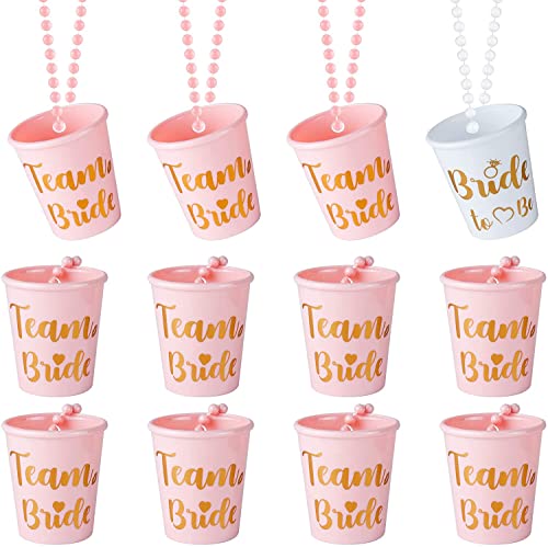 JUSTOTRY 12 Stück Bride to Be Glas für Bachelorette Party- Weiß Braut und Rosa Team Bride für Junggesellenabschied Frauen JGA Frauen Dekoration