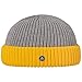 Produktbild HAMMABURG Twotone Dockermütze Damen/Herren - Made in Italy - One Size (ca. 55-59 cm) Strickmütze - Mehrfarbige Wintermütze aus Wollmischung - Umschlagmütze Herbst/Winter grau-gelb One Size