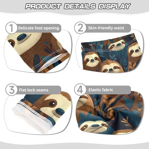 Girls Leggings Sloths Animals Leaves Soft Toddler Leggings for Girls Kids Pants Size 4T-10T3