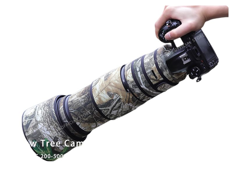 CHASING BIRDS Camouflage Waterproof Lens Coat for Nikon AF-S 200-500mm f/5.6E ED VR Rainproof Lens Protective Cover (Yellow Tree Camouflage, with 1.7X TC (TC-17E II))