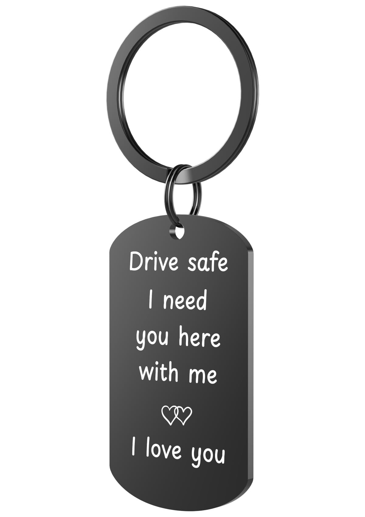 Custom Moments Drive Safe Keyring for him, Husband Valentines Gifts for man from wife, Friend Dad Birthday, Drive Safe I Need You Here With Me (Drive Safe - Black-01)