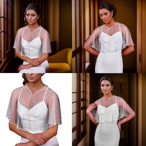 Beadwork Wedding Shawl Bridal Mesh Veil Shawl Shoulder Wrap Wedding Gown Accessories Shawl Bride Shawl for Engagement2