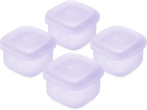 Olababy Clear Sense - Contenedores de almacenamiento de silicona para alimentos de bebé, aperitivos, fórmula, puré, salsa y más, microplástico y sin