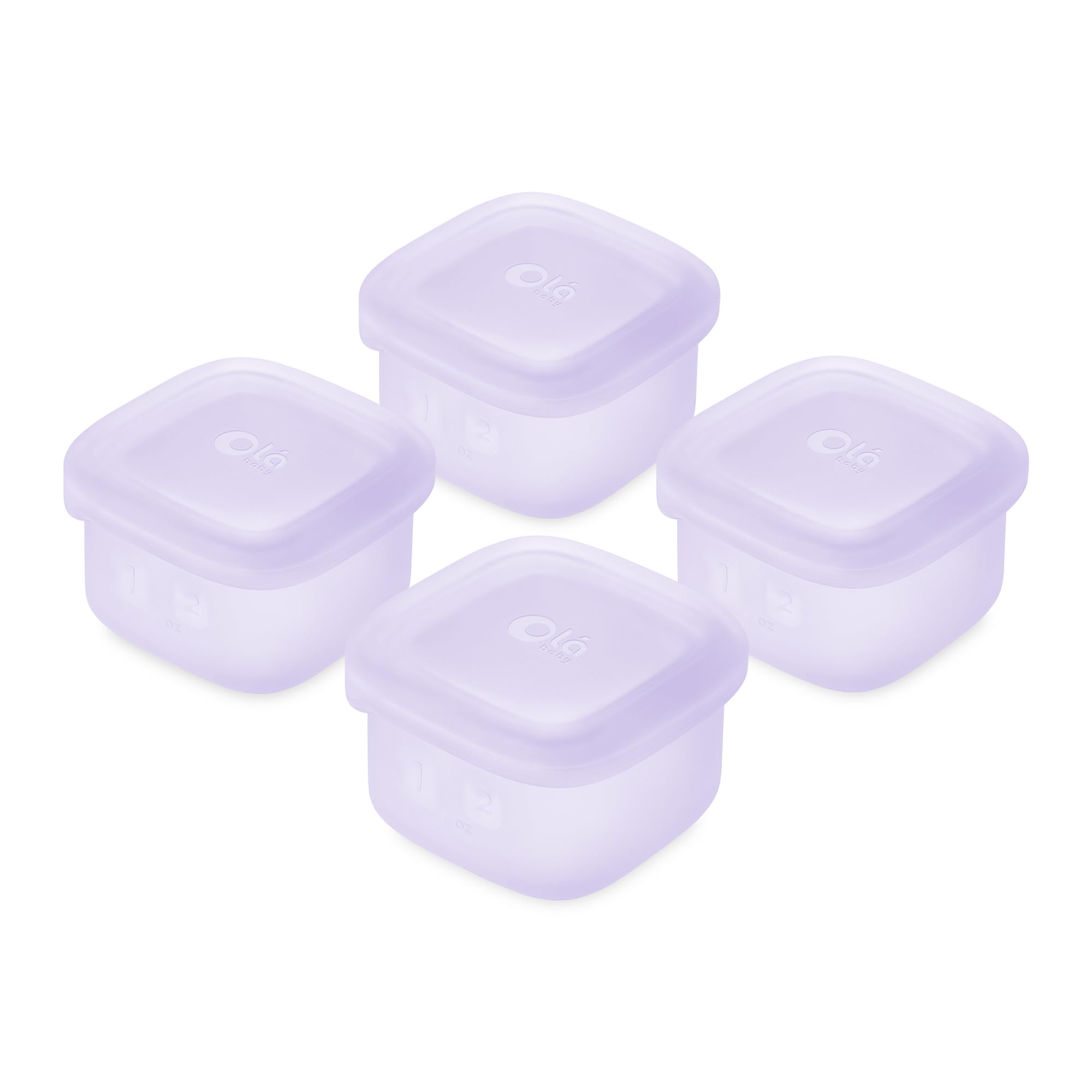 Olababy Clear Sense Silicone Storage Containers 4pk for Baby Food, Snacks, Formula, Puree, Sauce & More | Micro Plastic & BPA-Free | Daycare