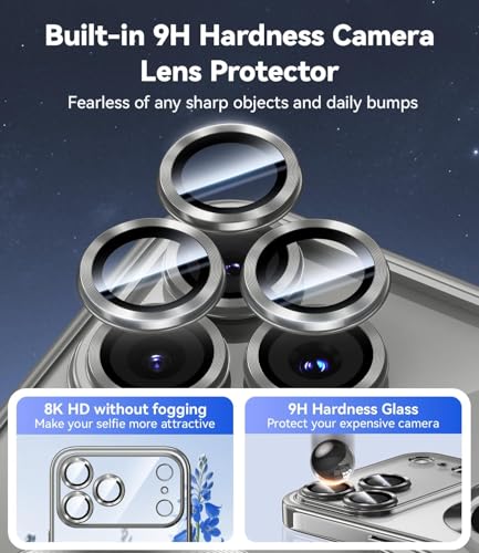 Image of VONZEE Electroplating Transparent Clear Logo Back Cover TPU Compatible with iPhone 17 Pro Case, Compatible with Magsafe, Full Body & Individual Camera Protection for Each Lens for Men & Women (Grey)