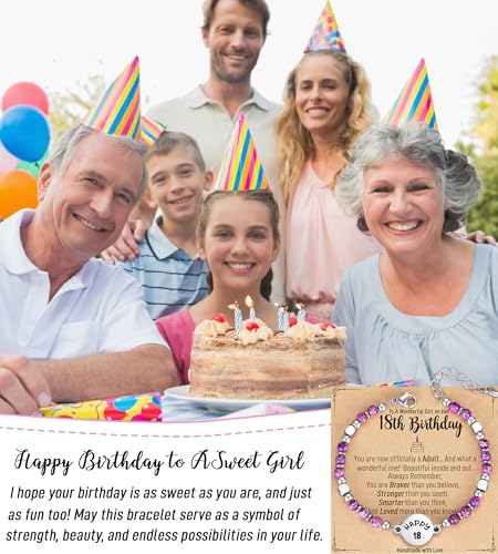 Image of AryaHozel 4mm Natural Stone Bracelet with Birthday Cards, 6-21 Year Old Birthday Gifts for Girls Daughter Granddaughter Niece Sister Women Friends
