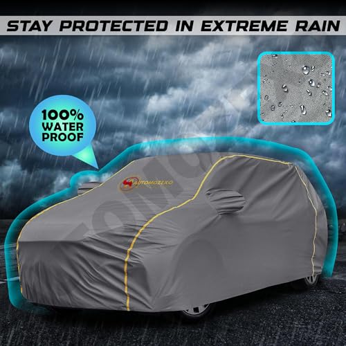 Image of Maruti Alto K10 100% Waterproof Car Cover for All Weather Protection with Mirror Pocket Inner Cotton Layer Triple Stitched Cover with Adjustable Belt Bottom Elastic to Secure Fit -Jungle