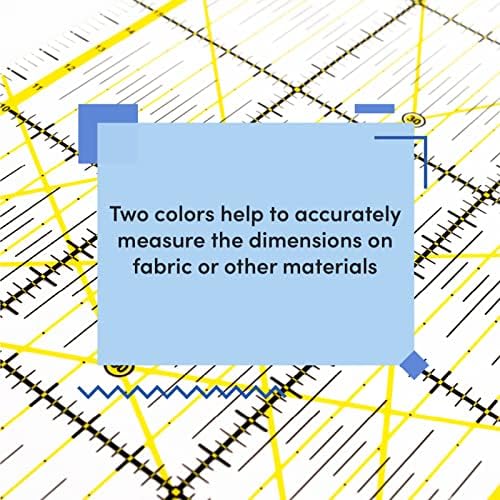 WINTEX Universal Quilting Rulers And Templates 15cm x 60cm, Transparent, 2 Colours Print With cm Grid And Angle Display in 30 °,45 °, 60 °