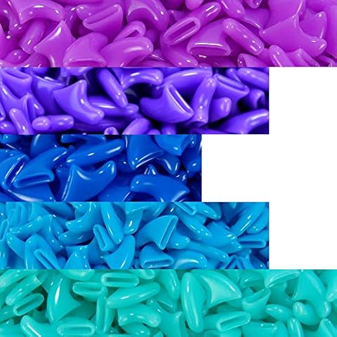 zetpo 100 pcs Cat Nail Caps | Cat Claw Covers | with Adhesives and Applicators (M, Purple, Violet, Blue, Sky Blue, Turquoise) Cover