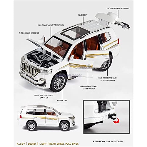 Image of DEUSON ECOM 1:24 Scale Crusire Toy Car Prado Toy Car Diecast Metal Cars for Kids Light Sound Pull Back Openable Door