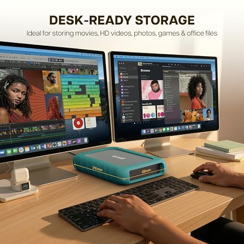 Image of Geonix PowerShell AL7 4TB External Hard Drive 3.5 Inch Desktop HDD with 12V External Power Adapter, USB 3.1 5Gbps UASP, Shockproof, Windows /macOS /Linux /Android, 3 Year Warranty (Martini Gray)