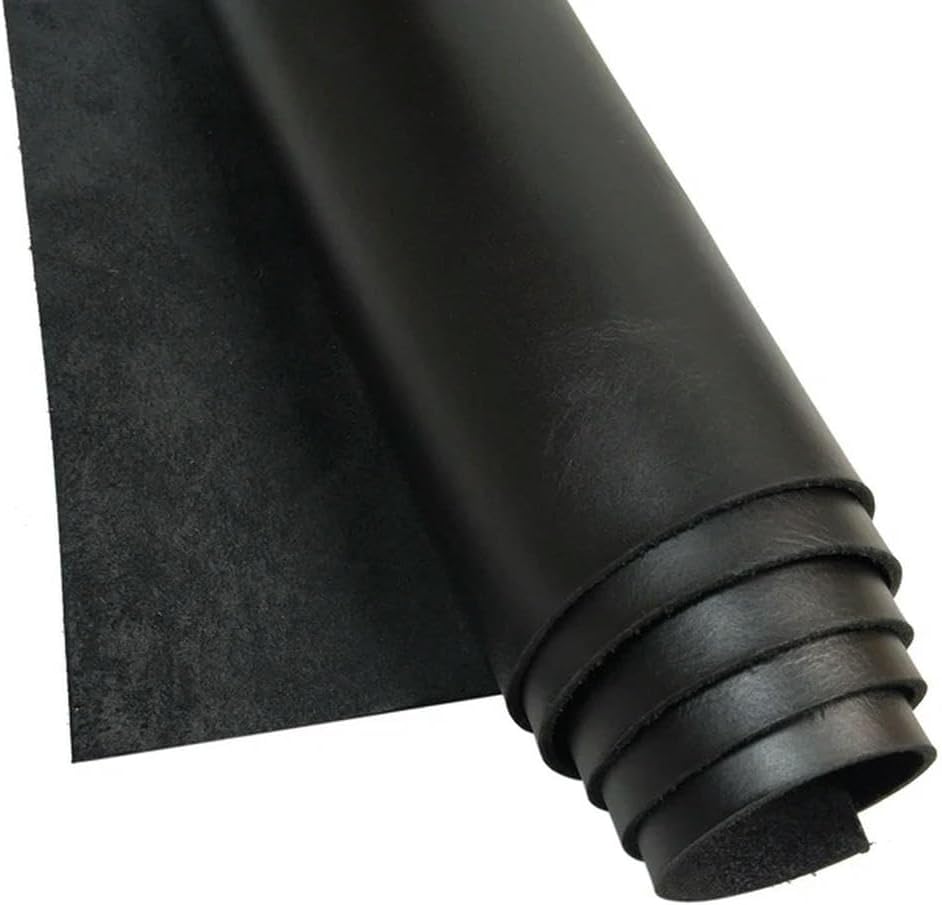 LumaGrove Genuine Leather Fabric Oil Tanned Cowhide Leather Sheets for Crafts in Brown, Black, Multiple Sizes(Black,30cm x60cm)