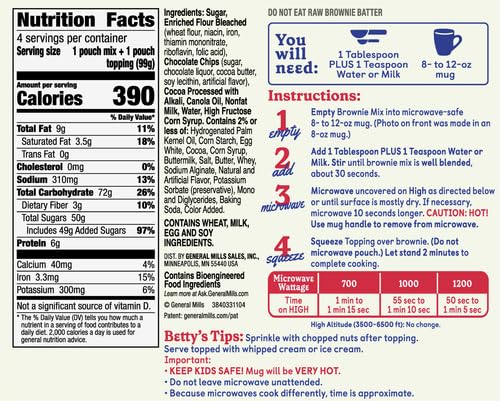 Miniatura 2 de Betty Crocker Mug Treats Hot Fudge Brownie Mix con cobertura de dulce de azúcar, 4 porciones, 13.9 onzas