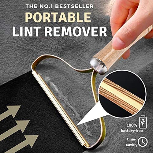 Portable Lint Remover Manual Clothes Cleaning Fuzz Shaver, Multi-Fabric Sweater Comb with Steel Net, Quick Epilator for Wool Products Pet Hair (1 PC Brown)