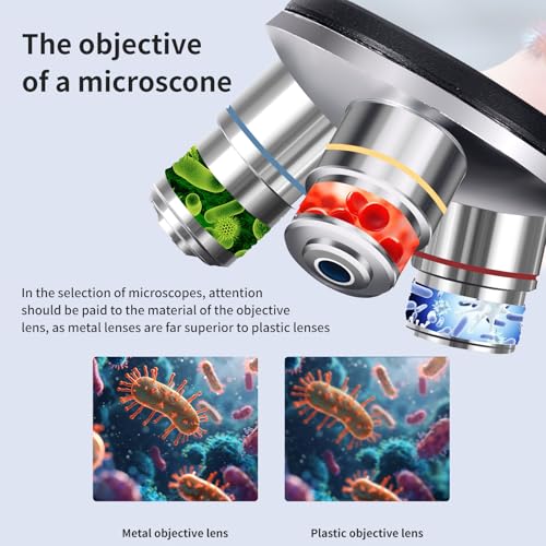 Image of Binocular Microscope Double-Layer Stage 40x-2000x Magnification, Upper and Lower Dual LED Lights, coarse and fine Focusing, Children's Microscope (WiFi Version)