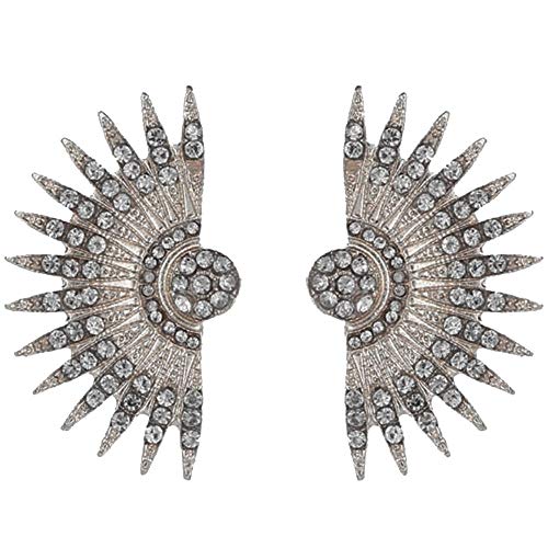 Silver Tone Art Deco Antique Vintage Style Flapper Fan Wings