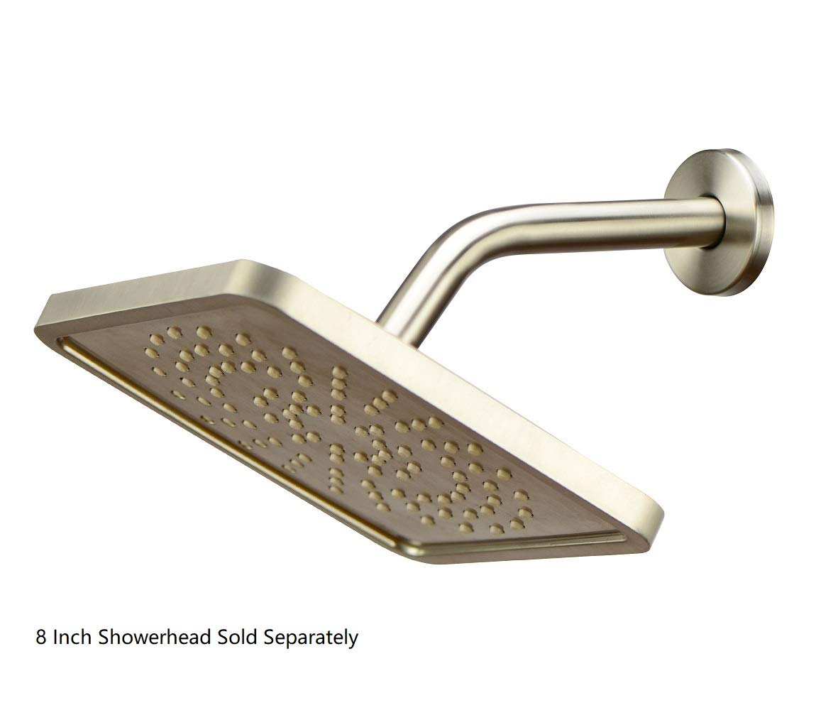 Purelux Uniwersalne ramię prysznicowe 20,32 cm wykonane ze stali nierdzewnej, w zestawie kołnierz wykończeniowy ze szczotkowanego niklu