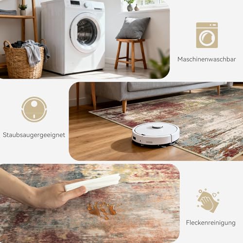 DEFYNEE Wohnzimmer Teppich 180 x 270 cm | Rutschfester Kurzflorteppich in abstraktem Design | Waschbar für Schlafzimmer & Homeoffice… – Ansicht 7