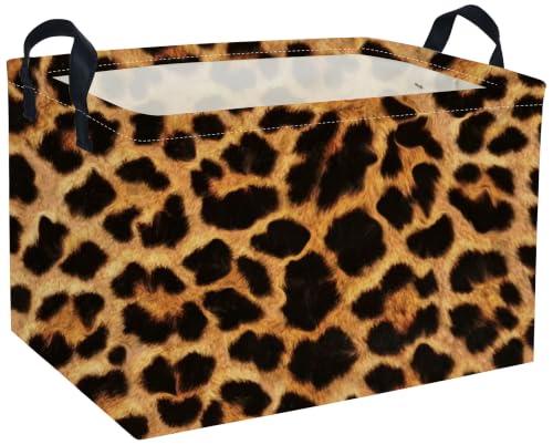 Image of Rectangle Kids Baskets Leopard print Basket Cute Storage Bin Fish Box for Room Decor Gift Basket(Leopard print)