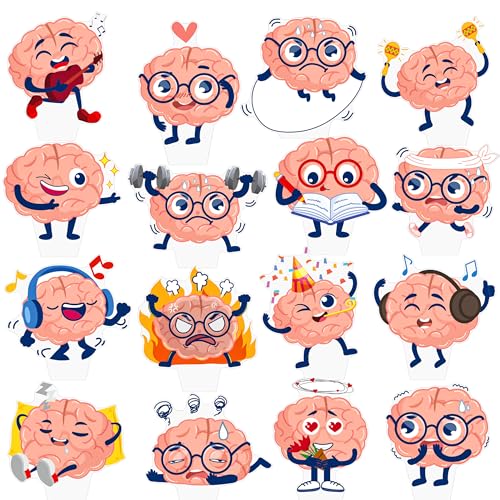 48Pcs Brain Cupcake Toppers Brain Party Decorations Funny Brain Cupcake Decorations Cute Brain Cake Topper for Brain Themed Birthday Baby Shower Supplies