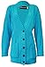 Price comparison product image Think-Louder Ladies Women's Buttoned Up Pocket Granddad Cable Knitted Cardigan a Lot Colours-Sky-Blue-SM