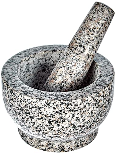 ZELLER PRESENT SCHÖNER LEBEN. PRAKTISCH WOHNEN. 24503 Mörser und Stößel-Set, Granit, grau, ca. Ø 13 x 8 cm, 13 x 13 x 8 cm