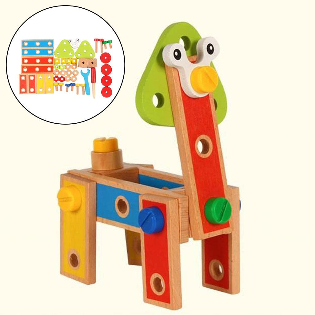 Gralara Juguetes de Construcción Madera Bloques Apilables Clasificación Puzles Juego Educativo 3D con Ensamble Promueve Pensamiento Lógico Y Pacien, Style B 45pcs