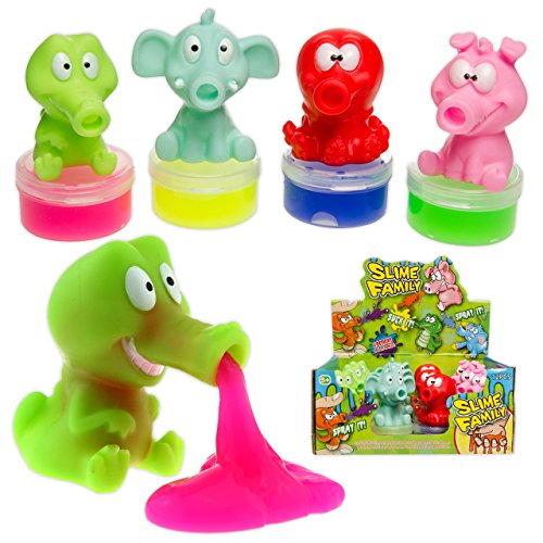 Preisvergleich Produktbild 4x Schleim Bunt Squeeze Tiere Dose Mitgebsel Slime Sucker