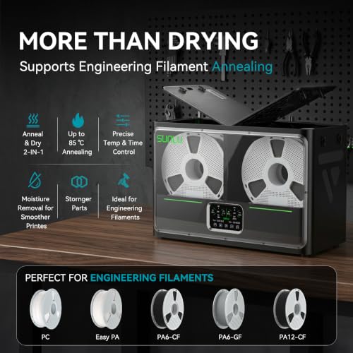 Image of SUNLU S4 Pro 3D Printer Filament Dryer Box, Upgrade Filadryer S4 (Black) | Dual-Chamber Independent Heating, 85℃ Max Temperature, Dry and Anneal 2-in-1, PLA ABS PETG PA PC Filament Dryer Box
