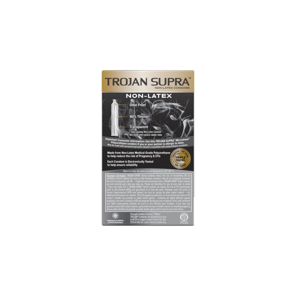 Trojan Supra Ultra Thin MicroSheer Polyurethane Lubricated Premium Condoms,  6/Pack, 6 Ea : Buy Online at Best Price in KSA