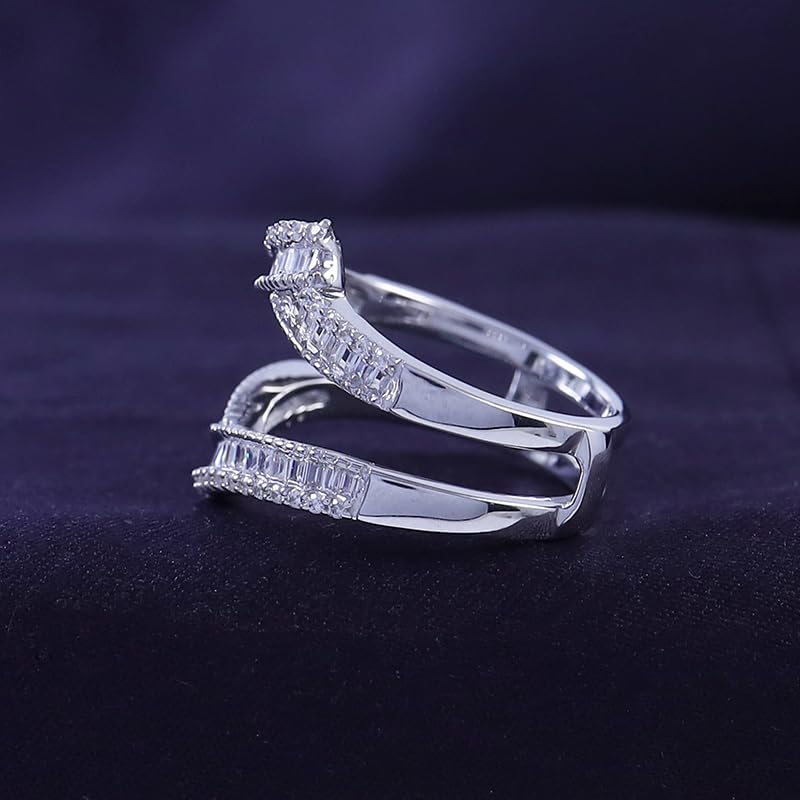 AFFY Baguette Shape Cubic Zirconia Enhancer Wrap Guard Ring in 14K White Gold Over Sterling Silver3