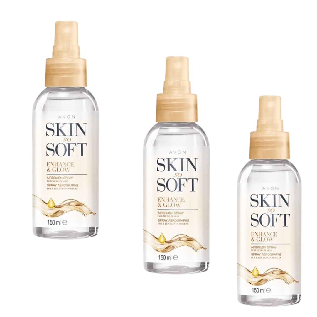 Skin So Soft Enhance and Glow Airbrush Tanning Spray Pack of 3 x 150ml. - Jojoba Oil Infused, Gradual Sun Kissed Glow.