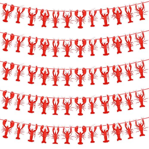 Image of 5 Pcs Paper Pennant Banner Triangle Flags with Double Sided Printing Triangle Paper Flag for School Decoration Party Hanging Classroom Decoration (Crawfish)
