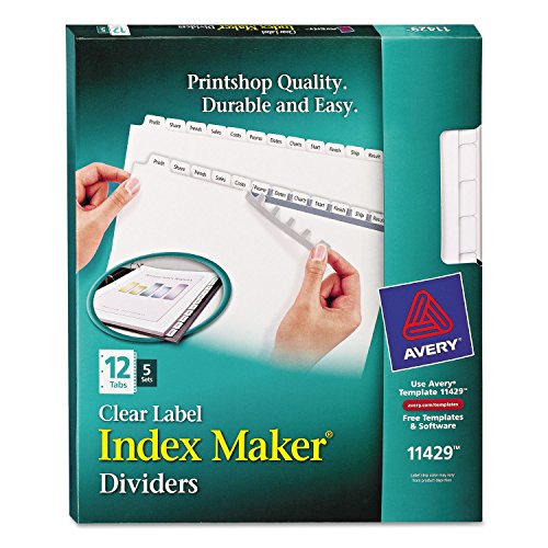 Avery 11429 Index Maker, Laser, Punched, 12-Tabs, 5/ST, 8-1/2-Inch x11-Inch,CL