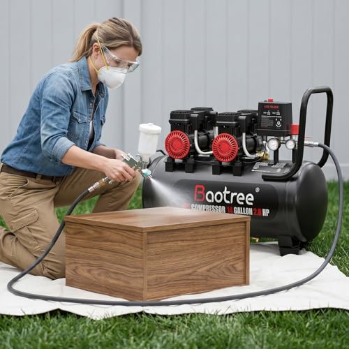 Image of 14 Gallon Ultra Quiet Air Compressor with Two Quick Couplers, 2.8HP MAX 115PSI Oil-Free Air Compressor Steel Tanks, 70dB Air Compressor with Wheels for Spray Painting, Auto Repair, Woodwork Nailing