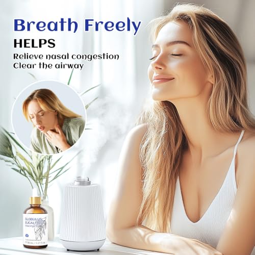 Image of HIQILI Eucalyptus Essential Oil for Diffuser, Humidifier & Aromatherapy | Premium Grade Essential Oils with Dropper for Spray, Skin, DIY, Air Freshening & Home Cleaning -30mL / 1.01 fl oz